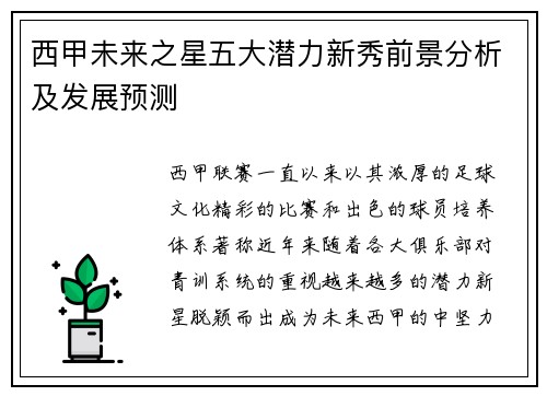 西甲未来之星五大潜力新秀前景分析及发展预测